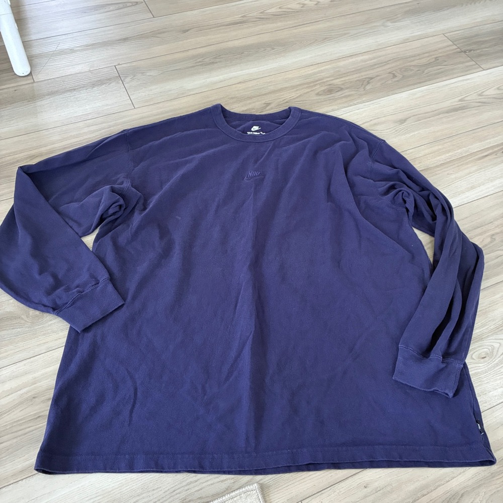 Nike Mens Loose Fit Long Sleeve T-Shirt Navy Blue Embroidered Logo 3XL Tall